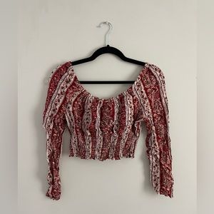 Table Cloth Patterned Off the Shoulder Top